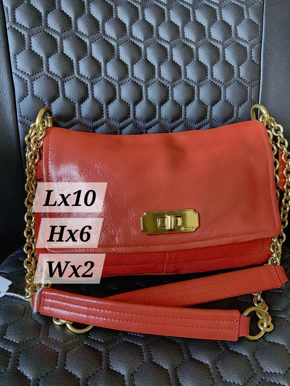 Coach Red Leather Crossbody with Gold Chain Hardware